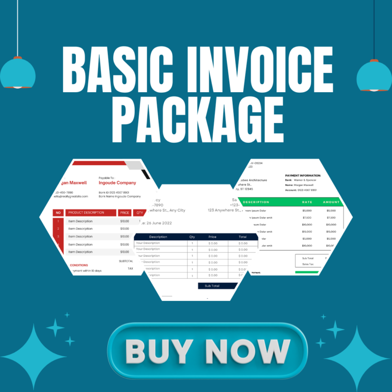 Basic Invoice Design Package Deposit
