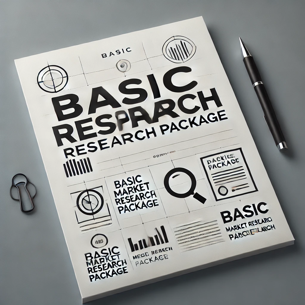 DALL·E 2024-08-21 16.08.12 - An image designed for the 'Basic Market Research Package' service. The design should be modern, clean, and professional, with a focus on clarity. The Basic Market Research Package Image